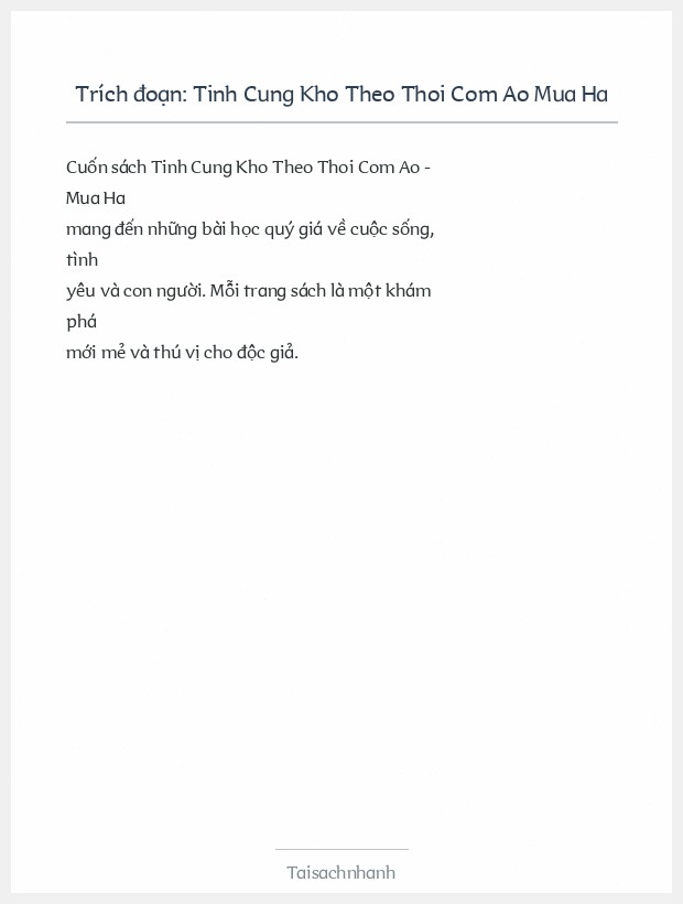 Trích đoạn Tinh Cung Kho Theo Thoi Com Ao Mua Ha