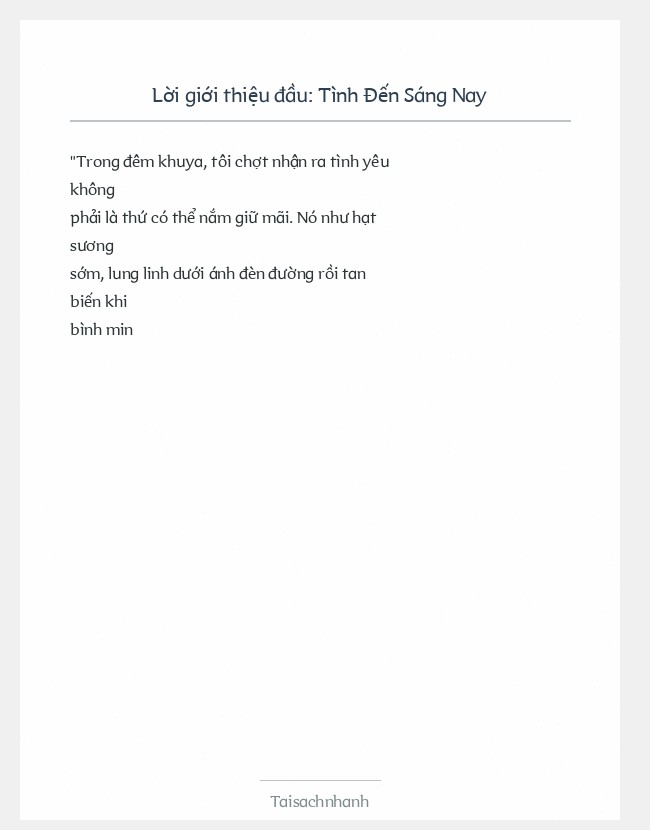 Trích đoạn Tình Đến Sáng Nay