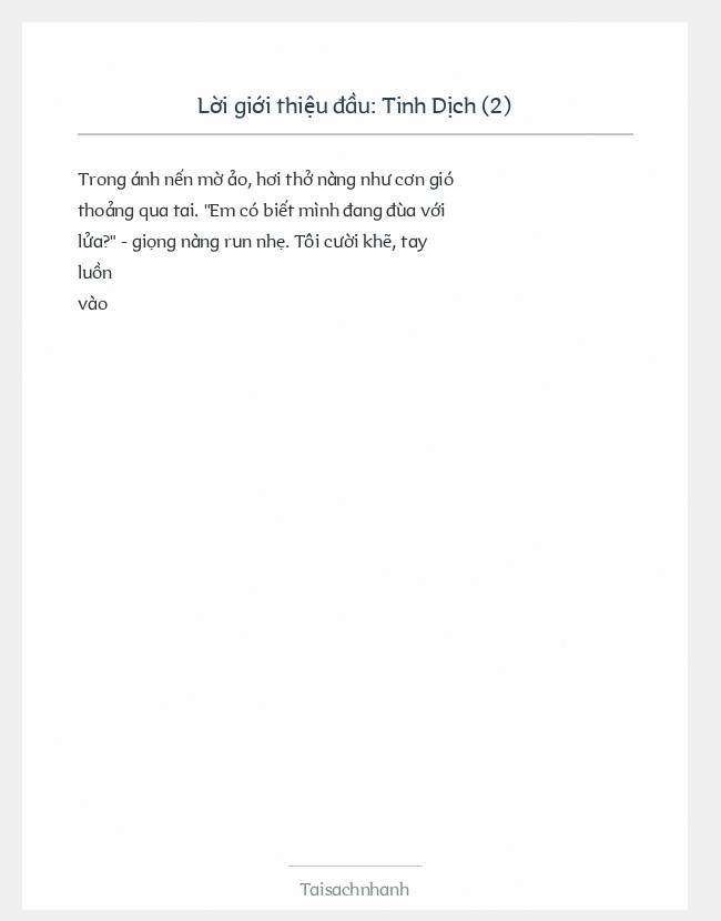 Trích đoạn Tinh Dịch (2)