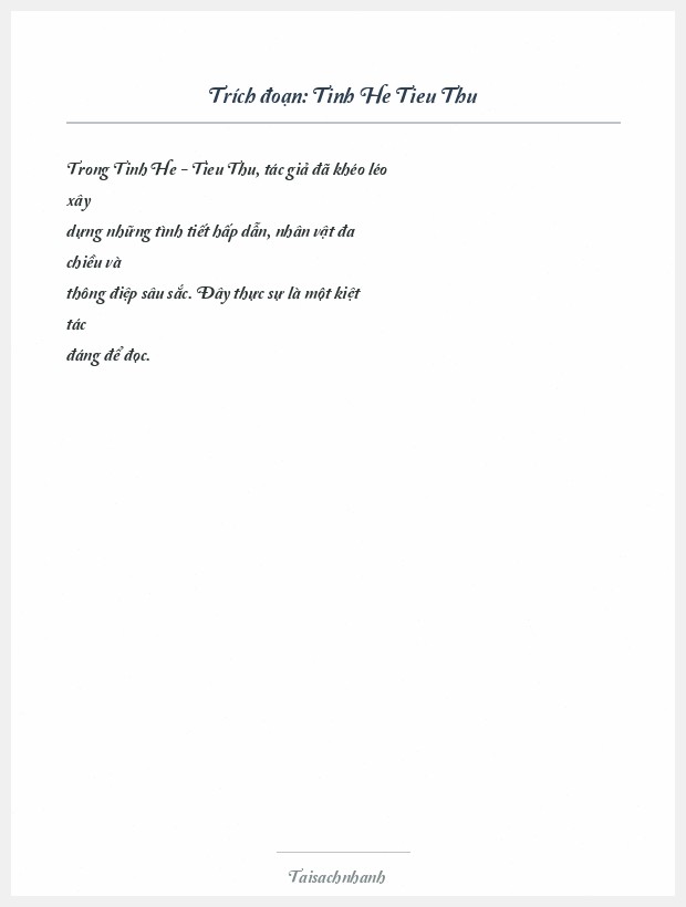 Trích đoạn Tinh He Tieu Thu