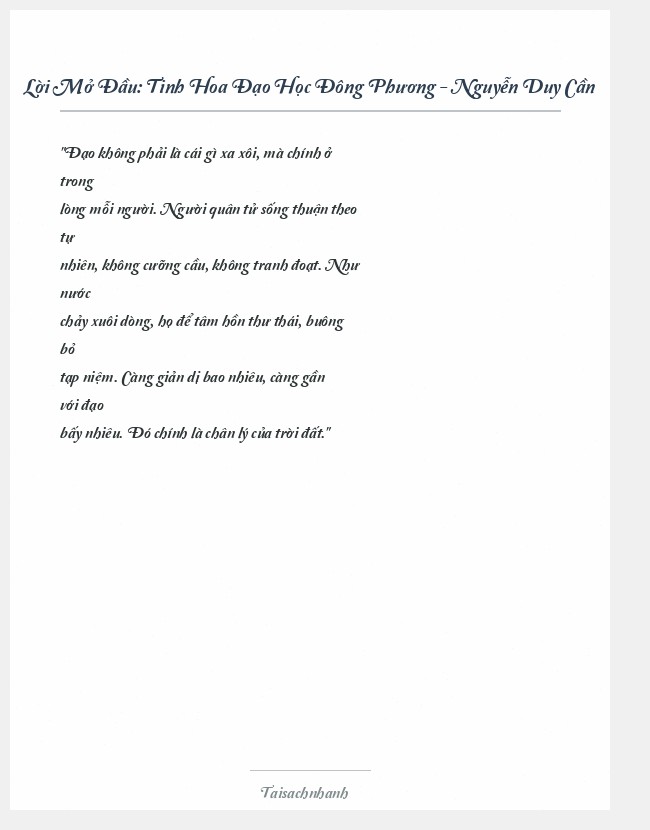 Trích đoạn Tinh Hoa Đạo Học Đông Phương - Nguyễn Duy Cần