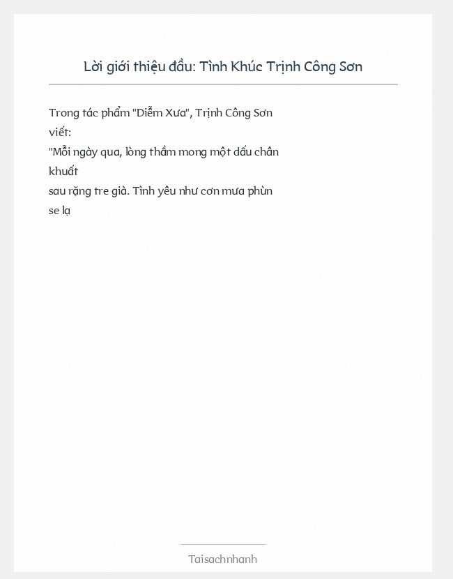 Trích đoạn Tình Khúc Trịnh Công Sơn