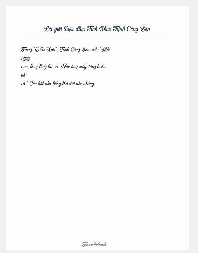 Trích đoạn Tình Khúc Trịnh Công Sơn
