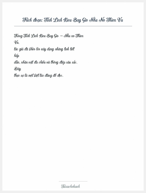 Trích đoạn Tinh Linh Kieu Bay Gio Nhu No Thien Vu