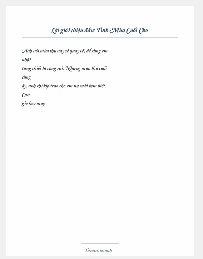 Trích đoạn Tình Mùa Cuối Cho