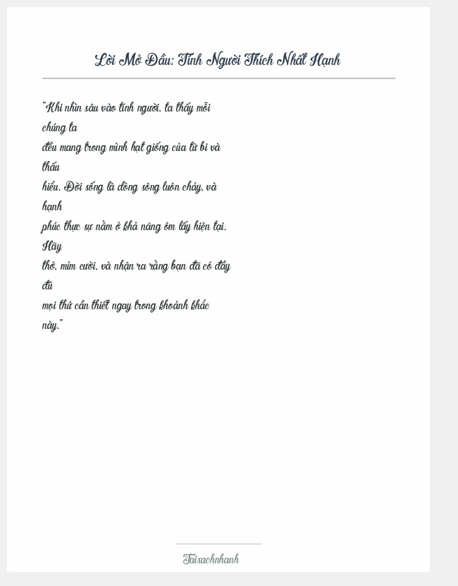 Trích đoạn Tính Người Thích Nhất Hạnh