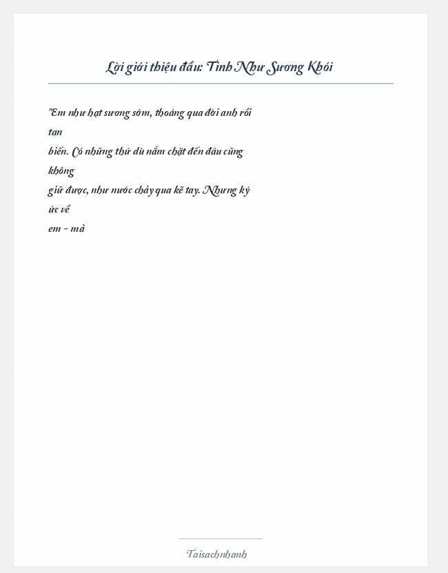 Trích đoạn Tinh Như Sương Khói