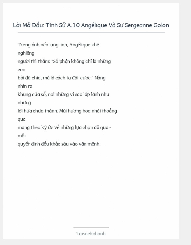 Trích đoạn Tình Sử A.10 Angélique Và Sự Sergeanne Golon