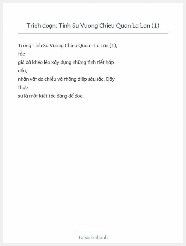 Trích đoạn Tinh Su Vuong Chieu Quan La Lan (1)