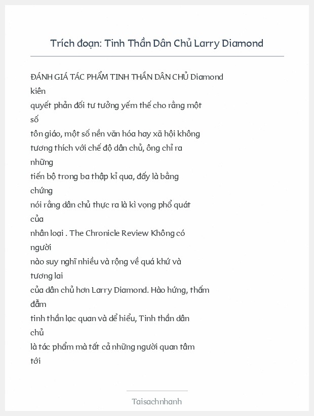 Trích đoạn Tinh Thần Dân Chủ Larry Diamond