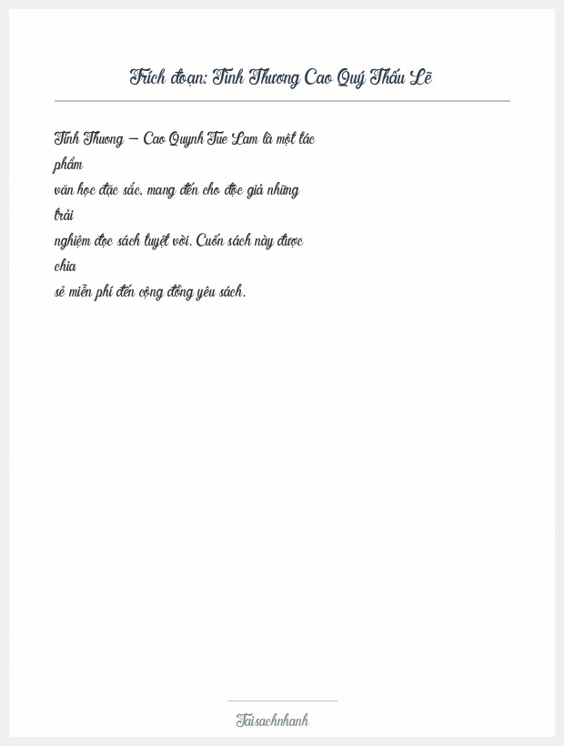 Trích đoạn Tình Thương Cao Quý Thấu Lẽ