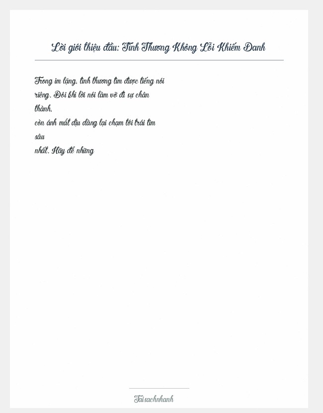 Trích đoạn Tình Thương Không Lỗi Khiếm Danh