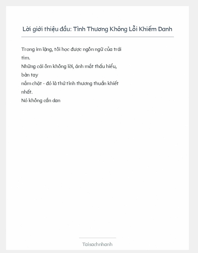 Trích đoạn Tình Thương Không Lỗi Khiếm Danh