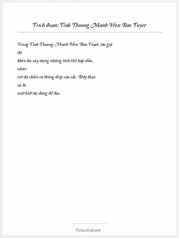 Trích đoạn Tinh Thuong Manh Hon Bao Tuyet