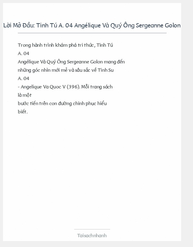 Trích đoạn Tinh Tú A. 04 Angélique Và Quý Ông Sergeanne Golon