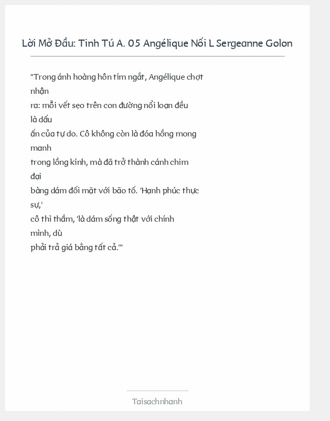 Trích đoạn Tinh Tú A. 05 Angélique Nối L Sergeanne Golon