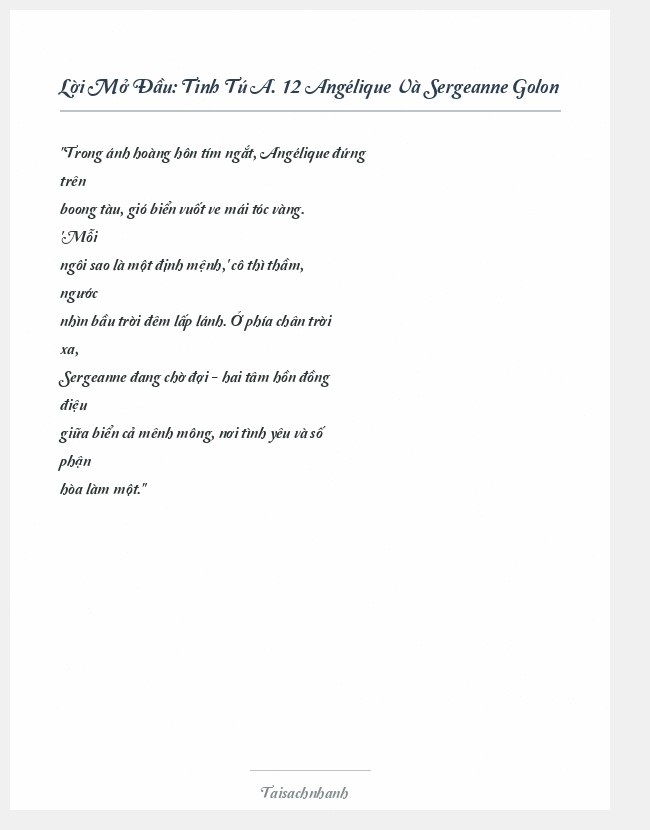 Trích đoạn Tinh Tú A. 12 Angélique Và Sergeanne Golon