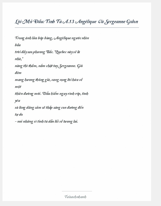 Trích đoạn Tinh Tú A.13 Angélique Và Sergeanne Golon