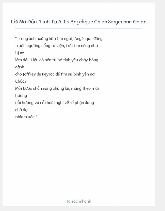 Trích đoạn Tinh Tú A.15 Angélique Chien Sergeanne Golon