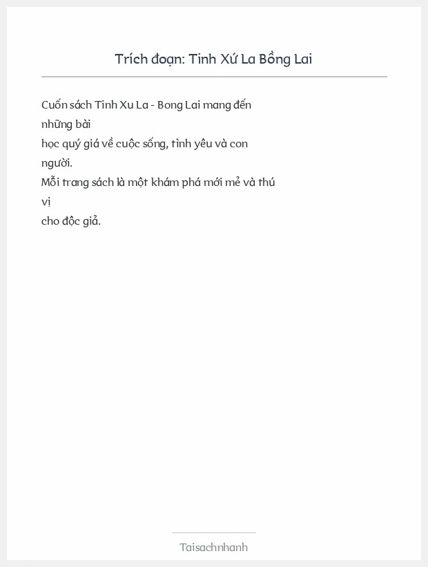 Trích đoạn Tinh Xứ La Bồng Lai