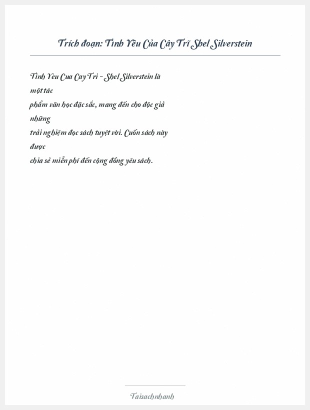 Trích đoạn Tình Yêu Của Cây Trĩ Shel Silverstein