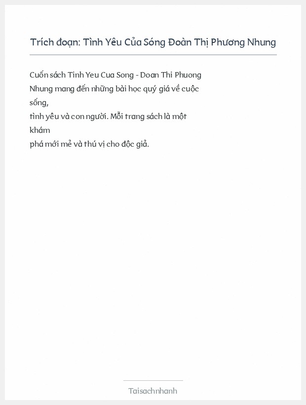 Trích đoạn Tình Yêu Của Sóng Đoàn Thị Phương Nhung