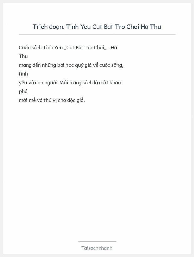 Trích đoạn Tinh Yeu Cut Bat Tro Choi Ha Thu