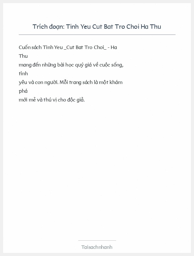 Trích đoạn Tinh Yeu Cut Bat Tro Choi Ha Thu