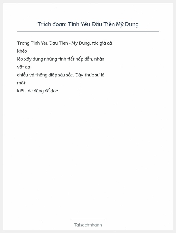 Trích đoạn Tình Yêu Đầu Tiên Mỹ Dung