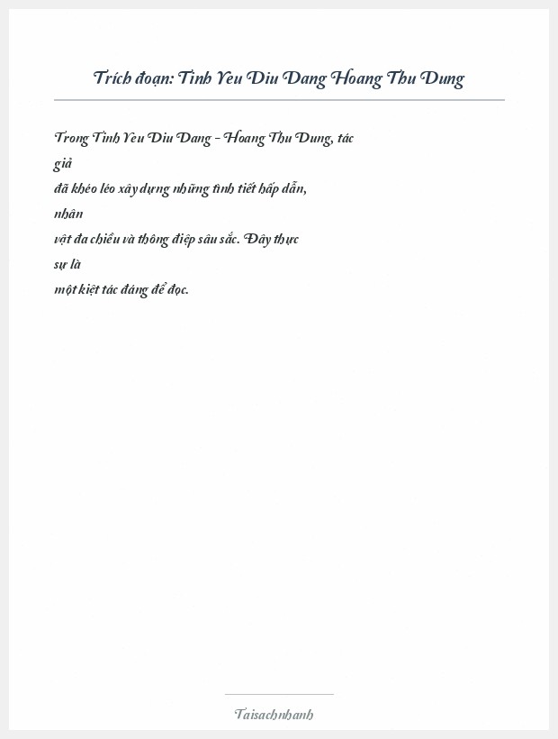 Trích đoạn Tinh Yeu Diu Dang Hoang Thu Dung