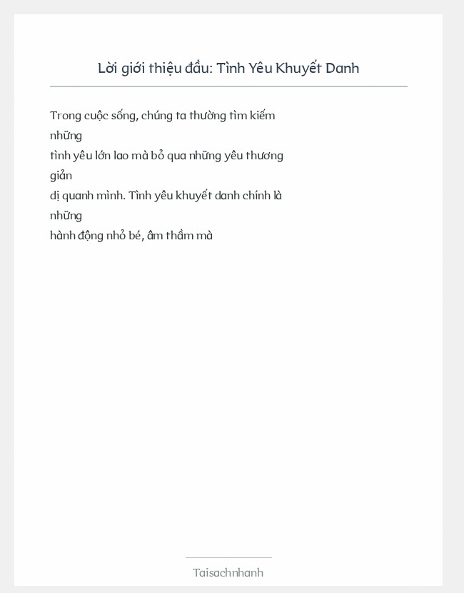 Trích đoạn Tình Yêu Khuyết Danh