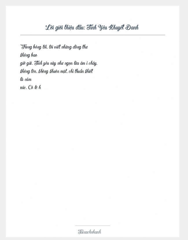 Trích đoạn Tình Yêu Khuyết Danh