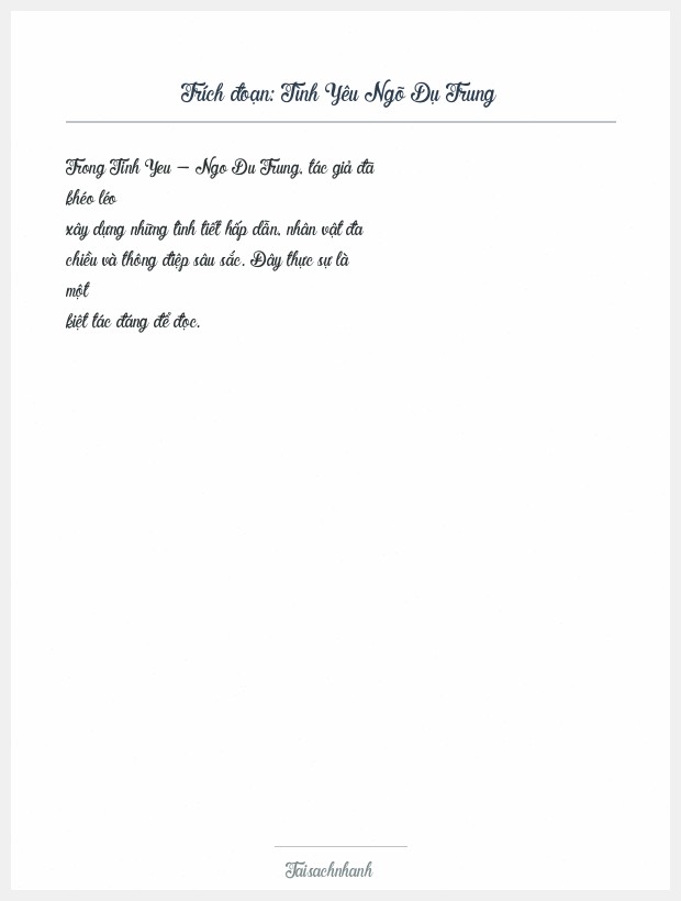 Trích đoạn Tình Yêu Ngõ Dụ Trung