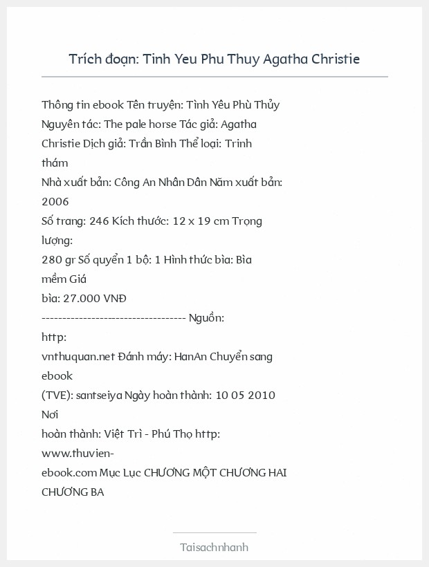 Trích đoạn Tinh Yeu Phu Thuy Agatha Christie