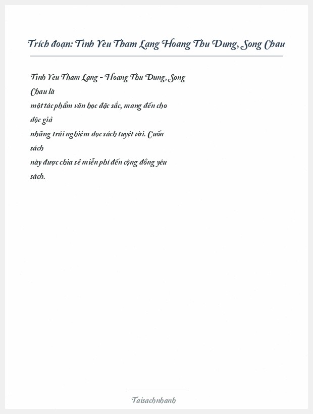 Trích đoạn Tinh Yeu Tham Lang Hoang Thu Dung, Song Chau