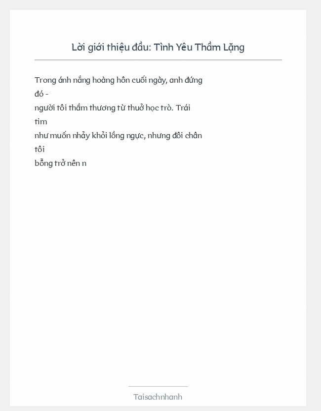 Trích đoạn Tình Yêu Thầm Lặng