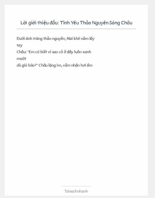 Trích đoạn Tình Yêu Thảo Nguyên Sóng Châu