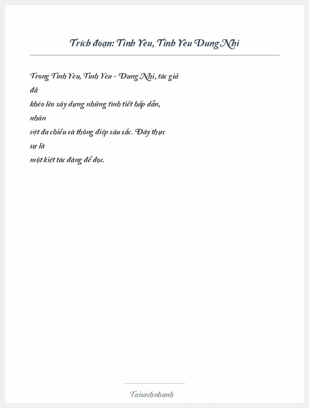 Trích đoạn Tinh Yeu, Tinh Yeu Dung Nhi