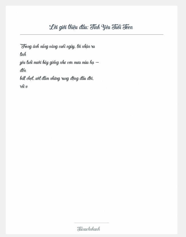 Trích đoạn Tình Yêu Tuổi Teen
