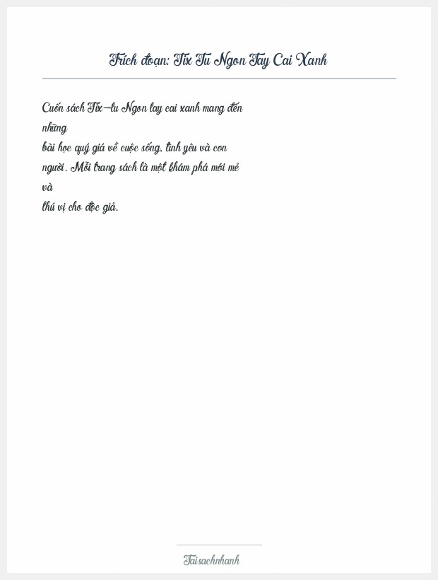 Trích đoạn Tix Tu Ngon Tay Cai Xanh