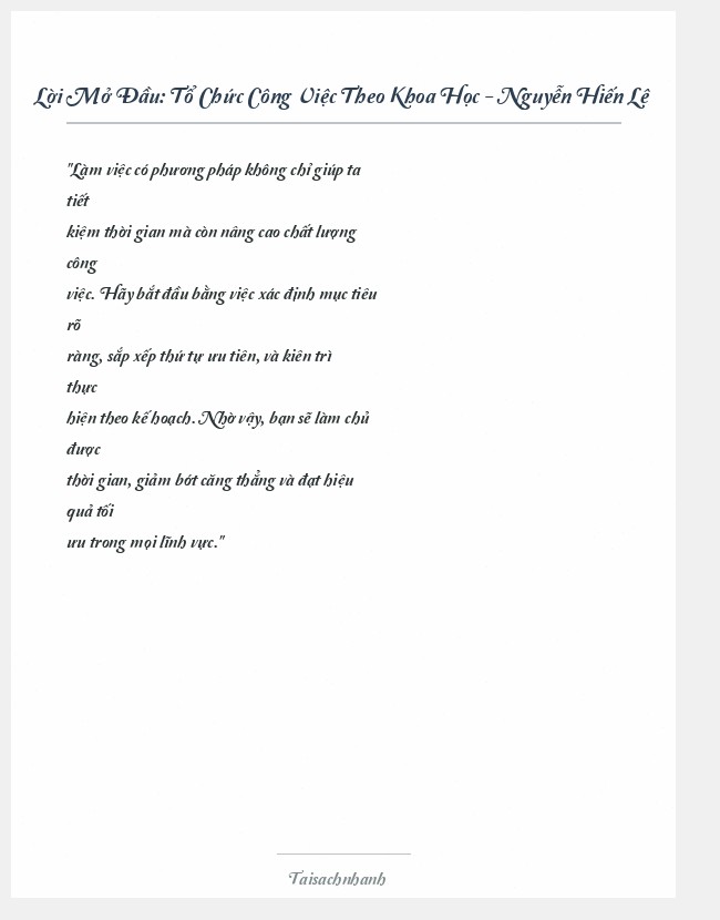 Trích đoạn Tổ Chức Công Việc Theo Khoa Học - Nguyễn Hiến Lê