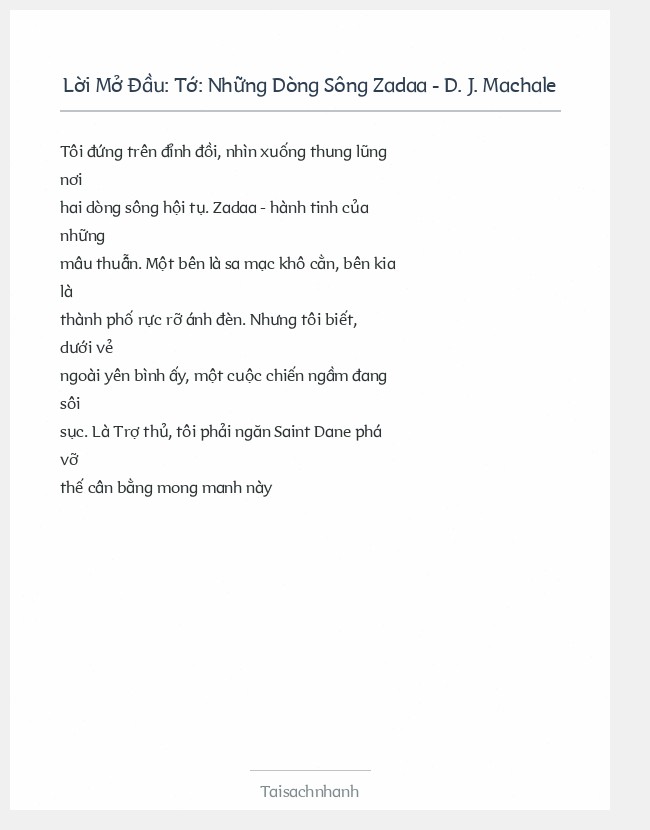 Trích đoạn Tớ: Những Dòng Sông Zadaa - D. J. Machale