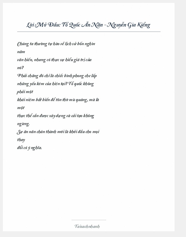 Trích đoạn Tổ Quốc Ăn Năn - Nguyễn Gia Kiểng