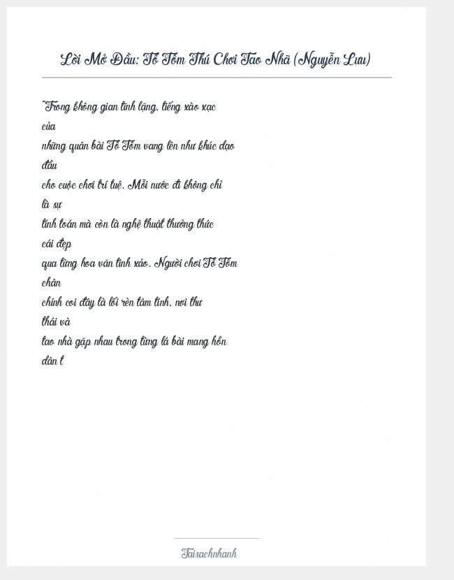 Trích đoạn Tổ Tôm Thú Chơi Tao Nhã (Nguyễn Lưu)