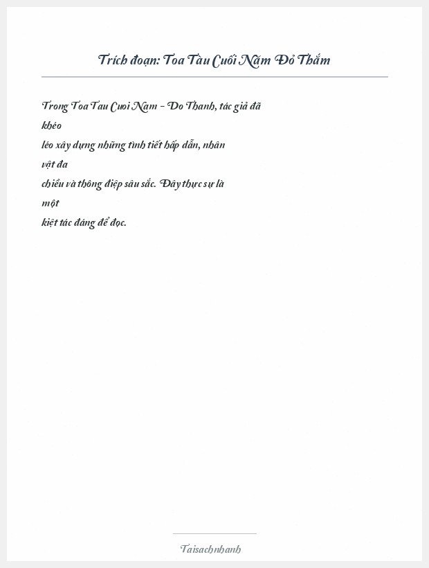 Trích đoạn Toa Tàu Cuối Năm Đỏ Thắm