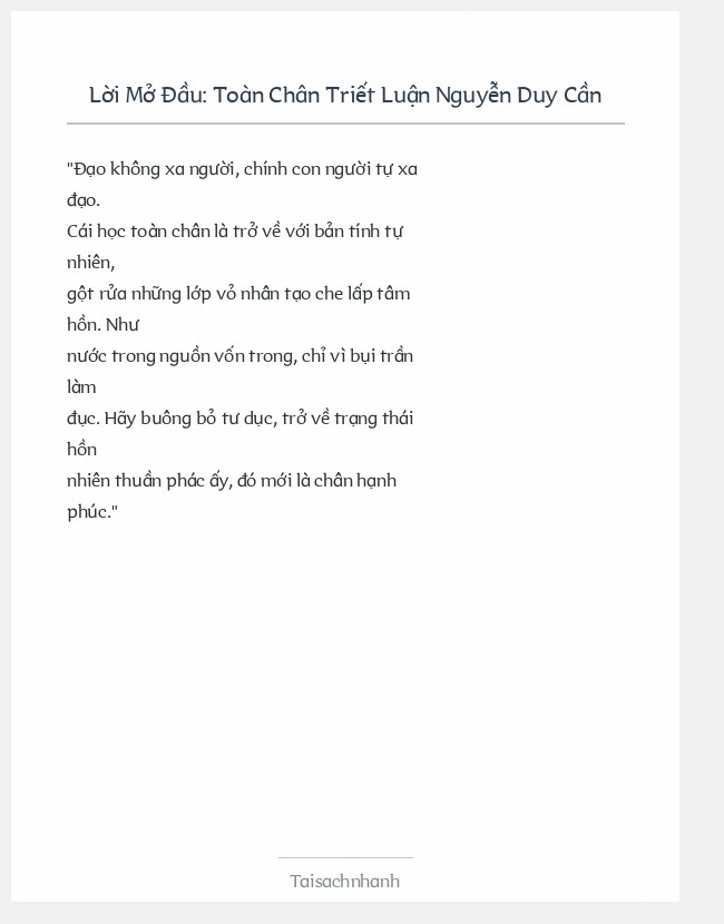 Trích đoạn Toàn Chân Triết Luận Nguyễn Duy Cần