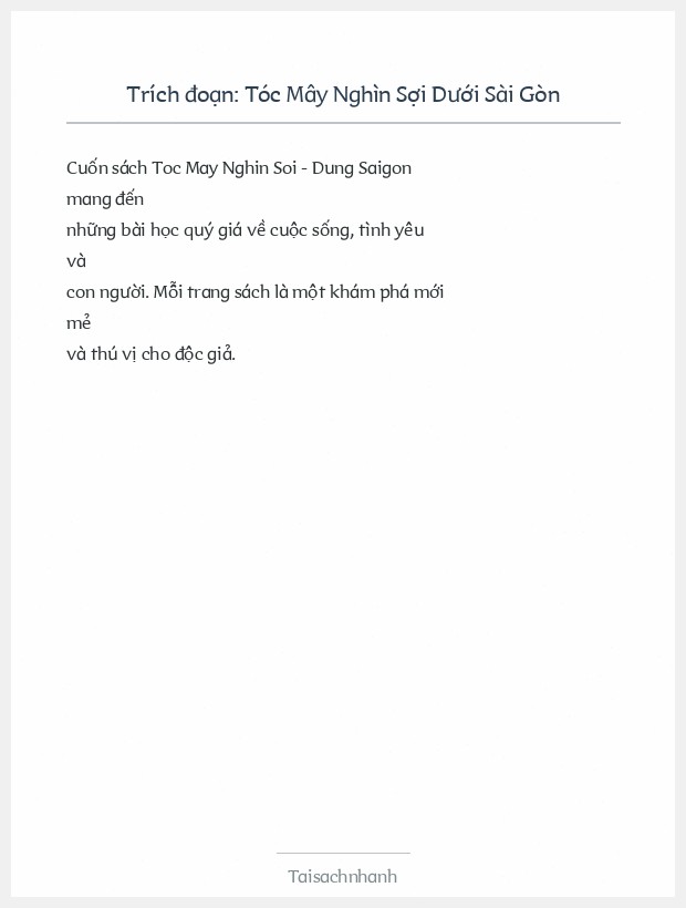 Trích đoạn Tóc Mây Nghìn Sợi Dưới Sài Gòn