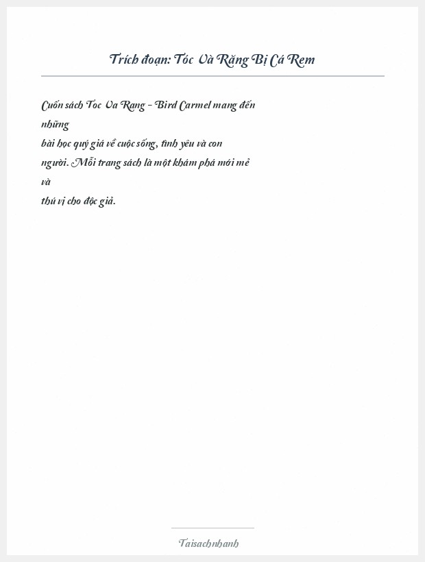 Trích đoạn Tóc Và Răng Bị Cá Rem