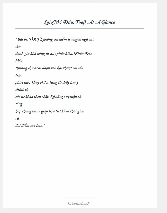 Trích đoạn Toefl At A Glance