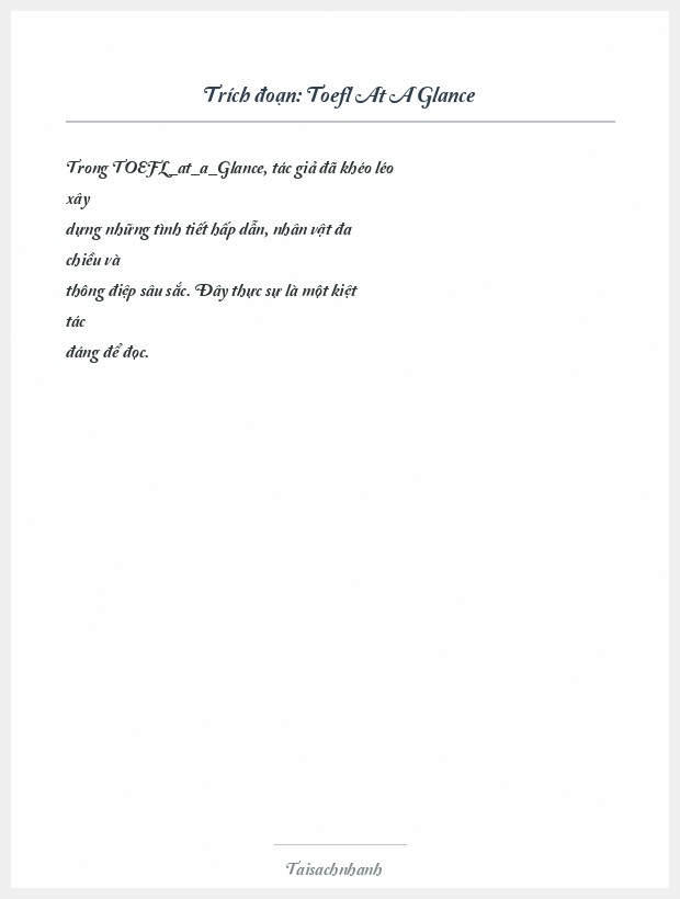 Trích đoạn Toefl At A Glance